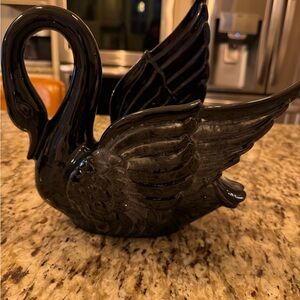 Royal Haeger Black Swan with iridescent marking on wings and tail